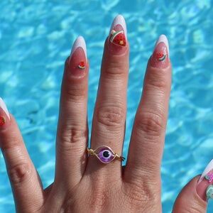 Purple Evil Eye Ring | Adjustable Rings | Purple | Evil Eye